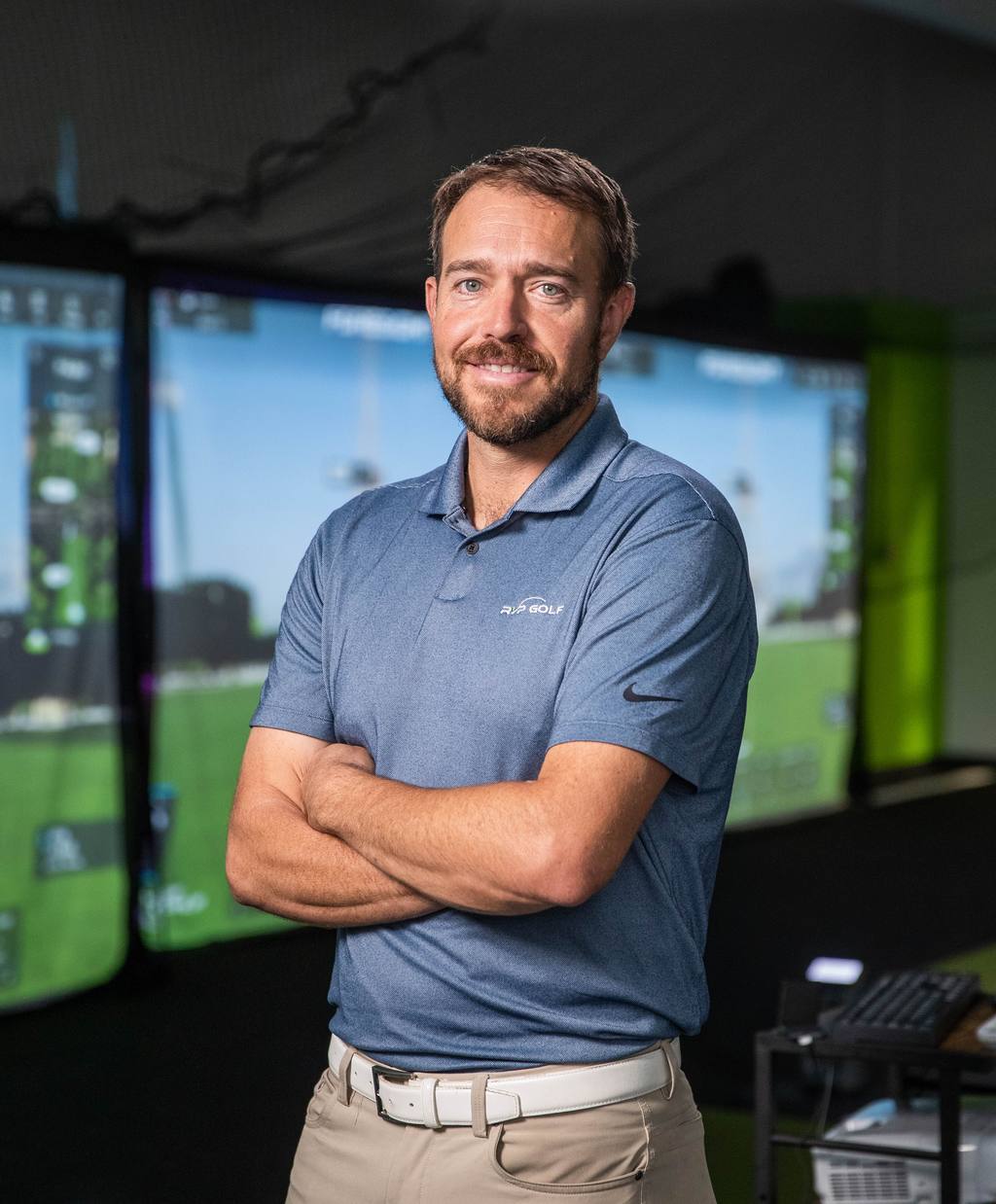 Dr. Luke Benoit at the RYP Academy simulator bays in Edina, Minnesota